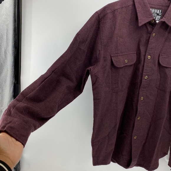 Casual Country Outfitters burgundy 100% cotton flannel button down - Picture 2 of 7